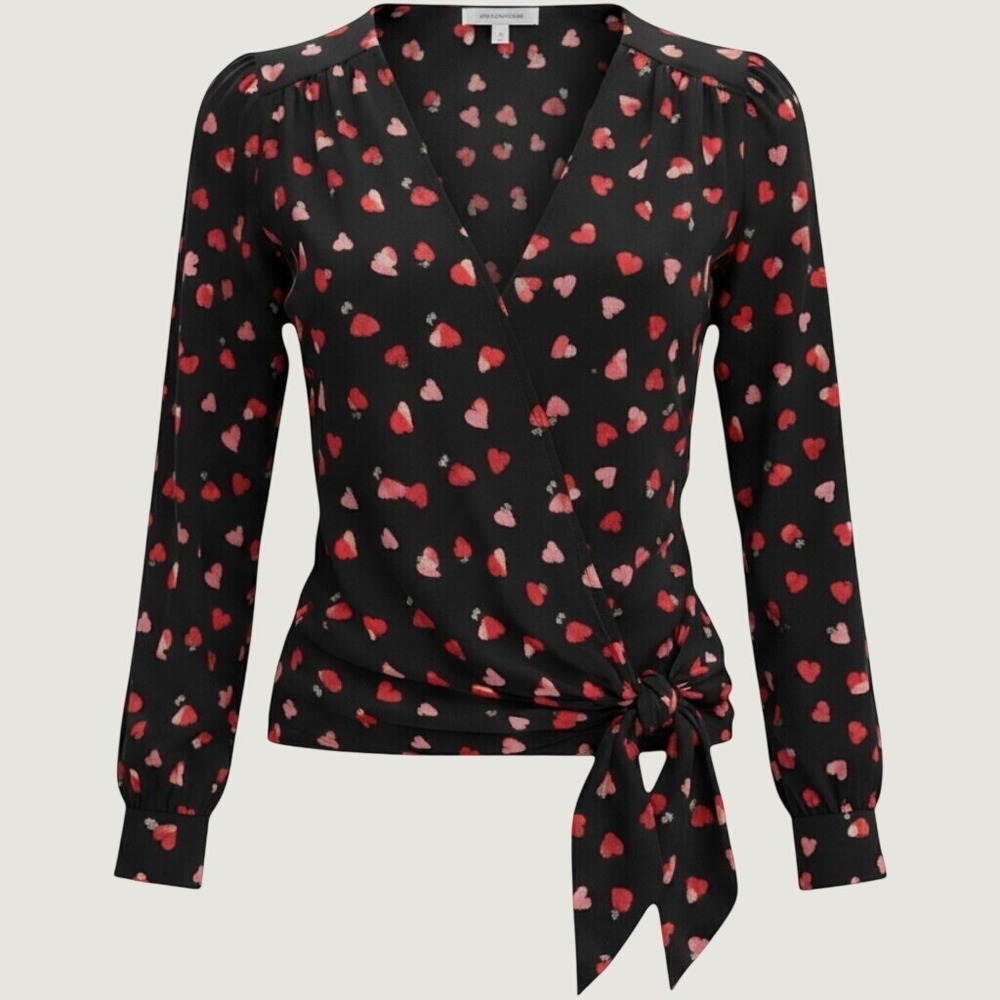 Velvet By Graham & Spencer Blouse Womens Small Black Cropped Floral Tie Top